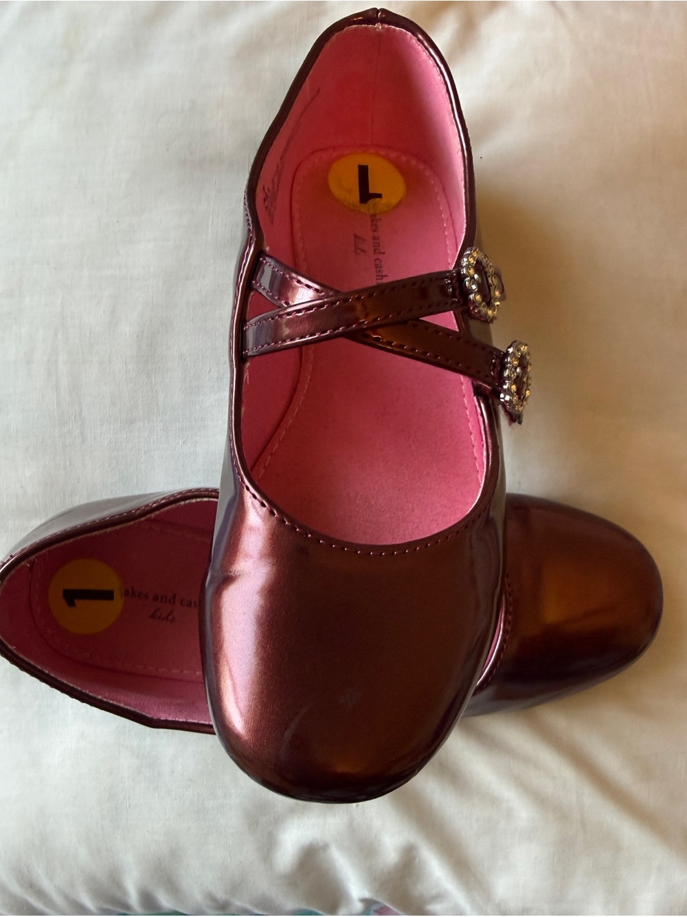 Mary Jane Metallic Burgundy Kids Dress Shoes with Pink Lining